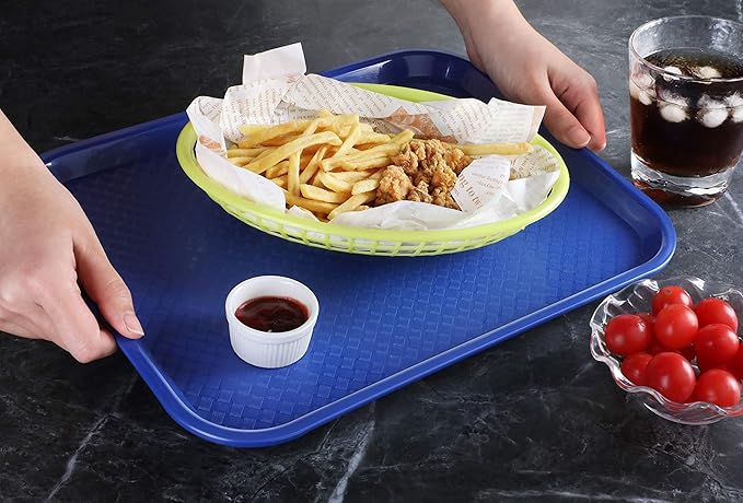 New Star Foodservice Fast Food Tray, Set of 12 (Blue, 10 by 14 Inch)