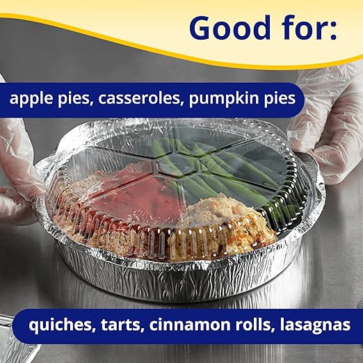 IDL Packaging 9" Round Dome Lid - Clear Plastic Lid for 9" Aluminum Container - Disposable Pans Cover (Pack of 100) for Takeout, Serving, Freezing