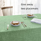 Waterproof Cotton Linen Thick Tablecloths Rectangle Dining Table Cloth, Wipe Clean Indoor & Outdoor Table Cover for Kitchen Party and Banquets, Wrinkle Resistant（54"x70"） Grass Green