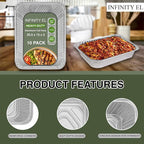 INFINITY EL Disposable Aluminum Foil Pans 10 Pack | Full Size 20.5" x 13" x 3" Deep Disposable Pan, Aluminum Baking Pans | Heavy Duty Foil Pan for Roasting Turkey, Lasagna, Thanksgiving, Christmas