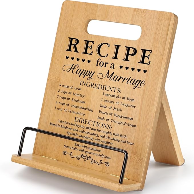 Wedding Gift for Couples 2025, Bridal Shower Gifts for Bride and Groom Engagement, Happy Marriage Cookbook Stand, Gifts for Wedding Shower, Newlywed Mr and Mrs Gifts Bride to Be Gifts