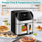 DEIME Air Fryer 6.2 QT Oilless 1500W Large Capacity Oven Air Fryers Healthy Cooker with 10 Preset, Visual Cooking Window, Non-Stick Basket, Included Recipe