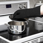 All Clad Silicone Oven Mitt: Heat Resistant up to 500 Degrees - 100% Cotton & Silicone, 14"x7" Oven Mitt for Kitchen and Barbeque, 1-Pack, Black