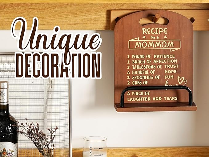 InnoBeta Mommom Gifts from Grandkids, Cookbook Stand for Kitchen Counter, Perfect Gifts for Mommom on Birthday, Adjustable Tablet Recipe Book Holder, Unique Kitchen & Home Decor