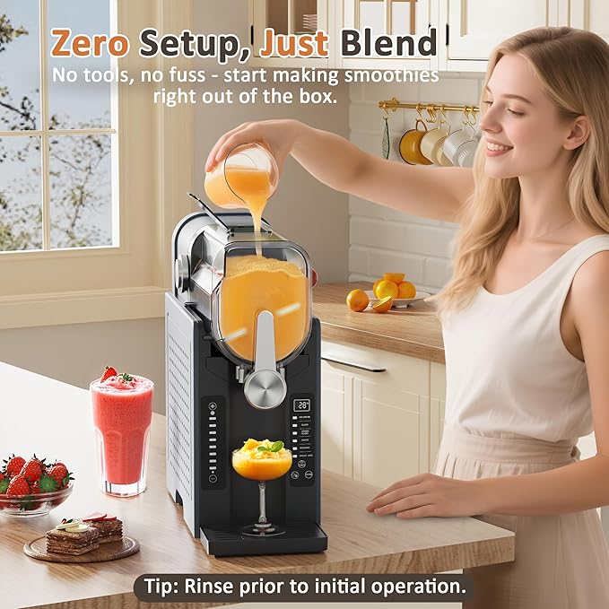 Slushie Machine, Slushy for Home No Ice Need, Professional Frozen Drink Maker & Margarita Machine, 6 Presets for Milkshakes, Frappés, Slush, Ice Cream, Large Capacity. Black