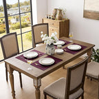 Romanstile Cloth Placemats Set of 8-12 x 18 Inch, Heat Resistant Double Layered Thickened Burlap Place Mats, Washable Linen Farmhouse Table Mats for Kitchen/Dining/Party/Outdoor, Purple