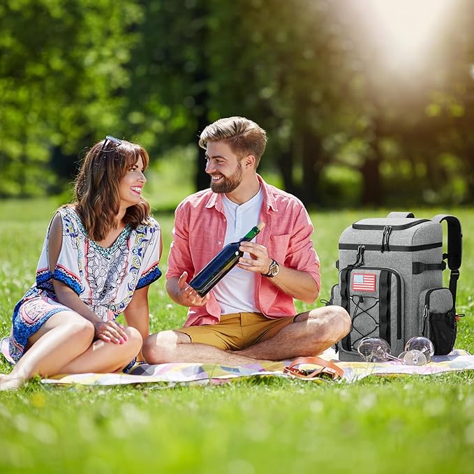 Maelstrom Backpack Cooler,Soft Lightweight Leakproof Cooler Backpack,35 Can Insulated Cooler Bag,Keeps 35 Cans Hot/Cold for Up to 16 Hours,Waterproof Lunch Backpack for Men Women-Grey