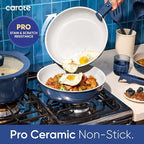 CAROTE 27pcs Ceramic Cookware Set Nonstick, Pots and Pans Set Non Stick, Non Toxic Cookware Detachable Handles, Dishwasher/Oven Safe, RV/Camping Cookware, Pan and Pot with Kitchen Utensils, Navy Blue