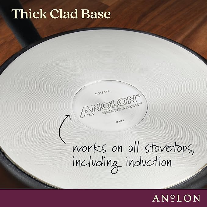 Anolon Smart Stack Hard Anodized Nonstick Frying Pan Set / Skillet Set - 8.5 Inch and 10 Inch, Black