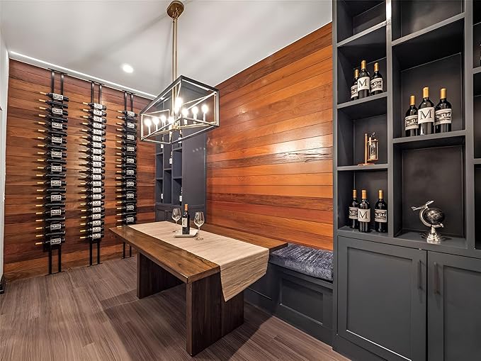 Ultra Wine Racks Floor-to-Ceiling Mount Display (2 Side, Single Deep, Black, Holds 42 Wine Bottles) - Modern Metal Wine Storage for Wine Cellars, Home Bars, Kitchens, and Dining Rooms