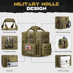 Maelstrom Tactical Lunch Box, 23 L Insulated Lunch Bag for Men, Expandable Double Deck Lunch Cooler Bag,Large Leakproof Soft Lunch Tote with Detachable MOLLE Bags, for Adult Women Work,Picnic,Khaki