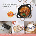 iPROTECT - Stack Expert | Multi-Purpose BPA-Free Silicone Pans & Pots Protector. Set of 2. Trivets for All Cookware Sizes, Protects Coating & Scratches, Dishwasher Safe (Sakura Pink, L)