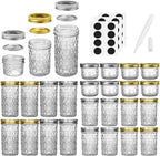 SPANLA Mason Jars, 24 Pack Canning Jars With Regular Lids, Ideal for Jam, Jelly, Honey, Wedding Favors, Shower Favors, DIY Glass Spice Jars - 4 OZ x 8, 8 OZ x 8, 12 OZ x 8 (4oz -8oz-12oz)