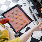 AMYONE Perforated Baking Mats, 2 PCS Pink Eclair Silicone Mat for Half Sheet, Non-Stick Reusable Oven Liners for Making Bread/Pizza/Pastry/Cookie 11 5/8" x 16 1/2", Sakura Pink