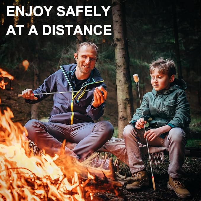 30 Pack Smores Sticks Kit, 32 Inch Marshmallow Roasting Sticks for Fire Pit, Extendable Hot Dog Smores Skewers Camping Accessories Marshmellow Forks Campfire BBQ Grill Tools, 10 Colors