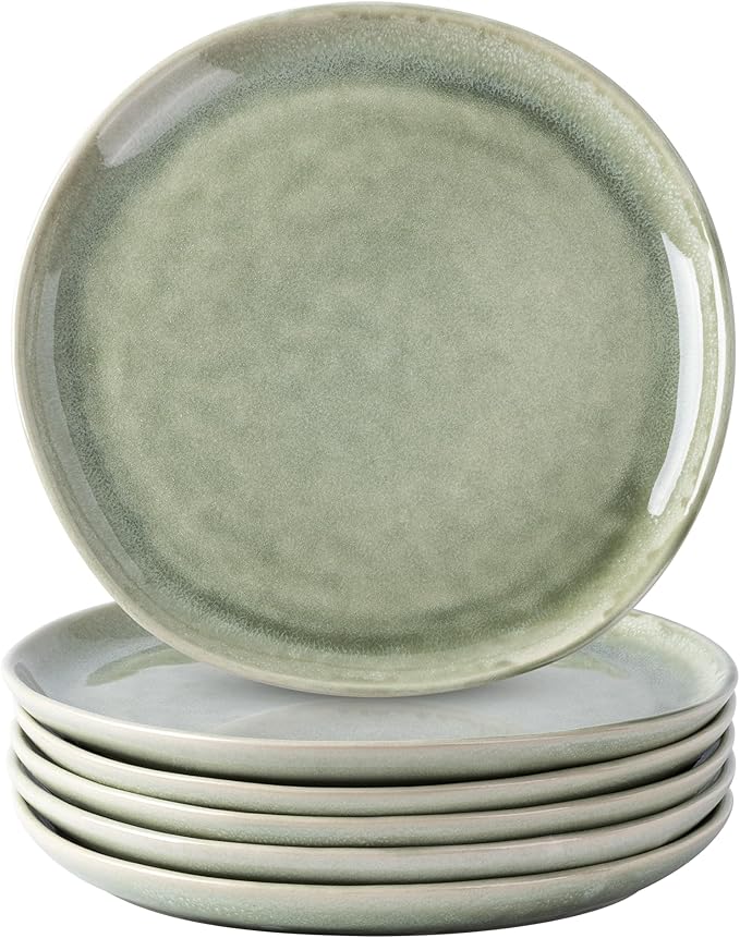 AmorArc Ceramic Plates Set of 6, 8.5 Inch Handmade Reactive Glaze Stoneware Plates set for Dessert, Salad, Appetizer,Dinner Microwave & Dishwasher Safe, Scratch Resistant