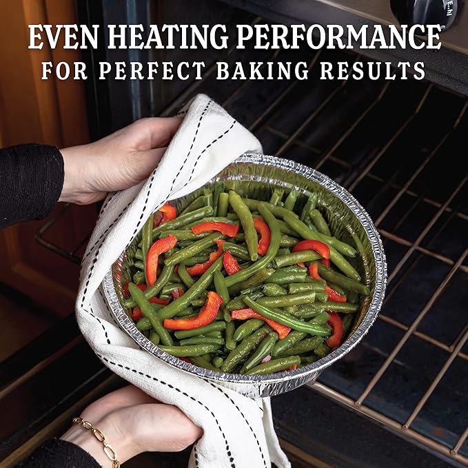 PLASTICPRO 9'' Inch Deep Round Tin Foil Pans Disposable Aluminum, Freezer & Oven Safe - For Baking, Cooking, Storage, Roasting, & Reheating, Pack of 50