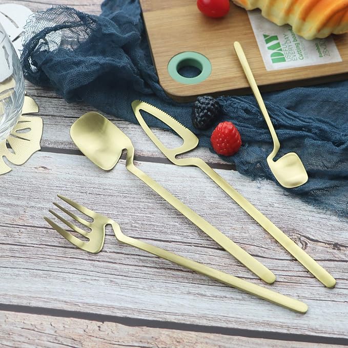 JASHII Honey Jam Spoon, Stainless Steel Mini Coffee Spoon, Teaspoon, 6-piece (Matte Gold)