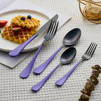 20 Piece Black and Purple 18/0 Flatware Utensil Set for 4, Include Dinner Knife,Dinner Forks,Dinner Spoons,Salad Forks,Teaspoons,Silverware Set for 4, Dishwasher Safe