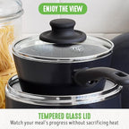 GreenLife 16 Piece Nonstick Cookware Set, Soft Grip Non-Toxic PFAS-Free Ceramic Pots & Pans, Dishwasher & Oven Safe, Frying, Sauce, Saute, Utensils, Glass Lids, Stay-Cool Handles, Wobble Free, Black