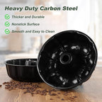 Homikit 10 Inch Non-stick Cake Pan, Heavy Duty Carbon Steel Fluted Tube Round Pans for Baking Meatloaf Jello Angel Food Cake Monkey Bread and More, 10 Cups Large Capacity & Easy Release, Black