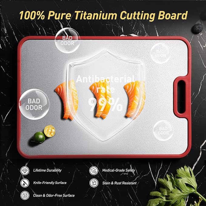 2 in 1 Pure Titanium Cutting Boards for Kitchen Chopping Board Butcher Block Kitchen Gadgets Seller 2025 First Apartment Essentials New Home Must Haves Things Stuff House Decor Housewarming Gifts