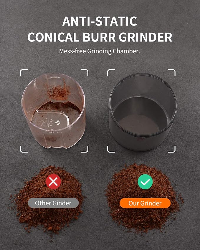 Conical Burr Coffee Grinder, Electric Coffee Bean Grinder for Precise Grinding, 35 Settings, 2–12 Cup Selector, Anti-Static Design for Home Use, Black