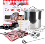 Canning pot with rack and lid - Water bath canner for canning - Complete premium canning kit with large Pot 21.5 Qt in stainless steel 304 - The French canning kit by La Cuisine de Camille