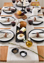 Solino Home Linen Light Natural Table Runner 48 Inches - Classic Hemstitch, 100% Pure Linen Coffee Table Runner 14 x 48 Inch Ideal for Dresser Tables - Summer, Fall, Autumn, Halloween