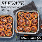 8x8 Foil Pans (55 Pack) - 8 Inch Square Aluminum Pans - Disposable Baking Pans for Heating, Prepping Food & Baking Cakes - Aluminum Baking Pans Disposable - 8 x 8 Baking Pan - Bottom: 6.5x6.5