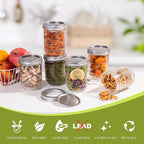 Mason Jars 16 Oz with Lids 6 Packs, Vintage Wide Mouth Glass Canning Jar for Pickling, Fermenting, Storing, Canning, Home Decor, Salad Jam and DIY Crafts