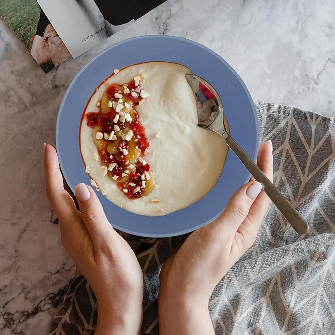 Wheat Straw Bowl Sets,6 PCS Unbreakable Cereal Bowl 36 OZ,Microwave and Dishwasher Safe Bowls,Kitchen Bowls for Serving Soup,Oatmeal and Salad （Sky Blue）