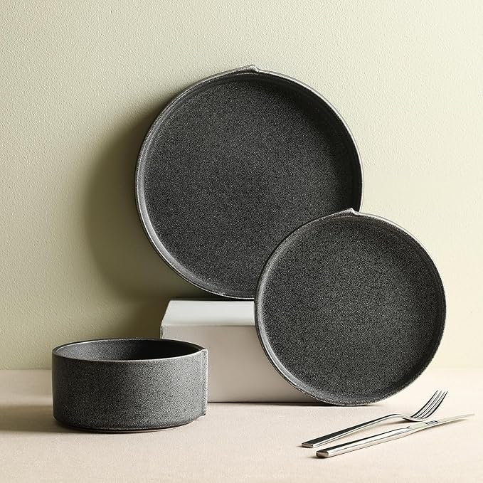 Stone Lain Bao 24-Piece Dinnerware Set Stoneware, Charcoal