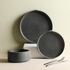 Stone Lain Bao 24-Piece Dinnerware Set Stoneware, Charcoal