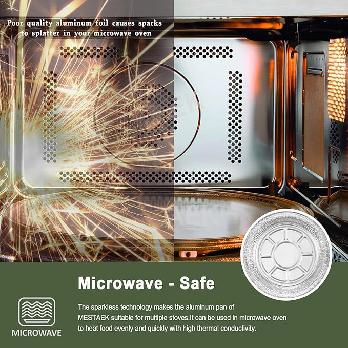 7" Aluminum Foil Pans without Lids 50 Pack of 22.3 oz,Heavy Duty Disposable Containers for Roasting,Storing,Baking,Cooking, Deep Dish Pie Pans, Recyclable