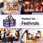 Double Insulated Casserole Carrier, Portable Casserole Carrier for Hot or Cold Food Lunch Tote Warmer or Cooler Bag, Lasagna Lunch Bag for Potluck Parties- Fits 9" x 13" Baking Dish-Purple