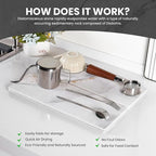 Dusk & Decor Folding Stone Dish Drying Mat – Quick-Drying Diatomaceous Earth Kitchen Mat for Counter – Foldable, Non-Slip Diatomite Sink Tray for Dishes and Utensils - White