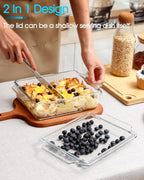 NUTRIUPS Rectangular Glass Casserole Dish With Lid Glass Bakeware Microwave Casserole Dish Lidded Oven Cookware (1.5L)