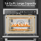 24 Inch Built-in Microwave and Convection Oven Combination, ThermoMate 1.6 Cu. Ft. Wall Oven Microwave Combos, 1000 Watt Power, Sensor Cook, Touch Control LCD Display, Stainless Steel Finish