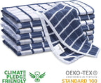 Urban Villa Dish Cloths Terry Cotton Pack of 6, Highly Absorbent Quick Drying Super Soft Premium Dish Towels for Kitchen with Hanging Loop Hand & Tea Towels - 12x12 Inch, (Blue & White, Checks)