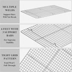 Baking Sheet with Cooling Rack Set [2 Sheets + 2 Racks], Deedro Stainless Steel Cookie Half Sheets Baking Pan Oven Tray with Rack, 17.3 x 12.3 x 1 Inch, Heavy Duty, Non-toxic, Dishwasher Safe