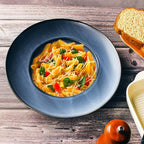 Rimmed Pasta Plate 9.5 oz, Pasta Bowl 2-Piece Set, Shallow Bowl Plate, Ceramic Wide Rimmed Soup Bowl, Best Choice for High-end Restaurants, Hotels and Gourmets, 9-inch Blue