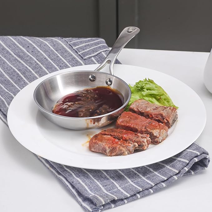 Mini Sauce Pan Butter Warmer Pot with Handle 18/10 Stainless Steel Small Pot for Melting Butter Heating Sauce Gravy & Oil (0.12Quart) - Silver