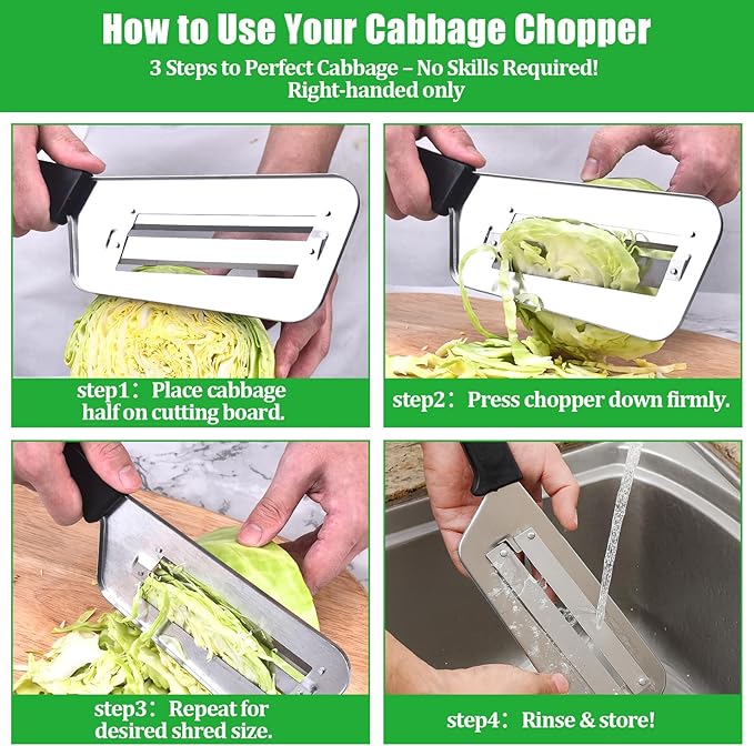 Cabbage Chopper Shredder Quick & Safe Coleslaw Grater for Salad, Sauerkraut Effortless Meal Prep （2 Pack）
