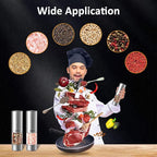 Electric Salt and Pepper Grinder Set Rechargeable, Auto One-handed Operation Pepper Mill with LED Light, EXT. Coarseness Adjustment, 2-Speed Control, Stainless Steel Salt Shakers (2 Pack)