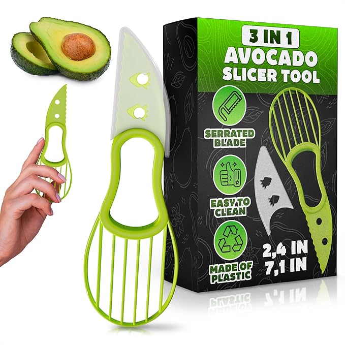 Avocado Slicer Tool 3 in 1 - Avocado Tool Avocado Peeler Kitchen Gadgets Avocado Cutter Tool Avocado Knife Tool Fruit Slicer Avocado Scooper Tool - Avocado Pit Remover Fruit & Vegetable Tools
