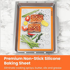 HOTPOP 2-Pack Silicone Baking Sheet Set - No-Stick Cookie Sheets for Baking with Outlined Silicone Mats for Macarons, Pastries, Buns, Bread - 16.5"x11.6" Half, 11.5"x8.5" Quarter Sizes - 0.75mm Thick