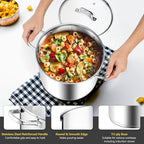 Homikit 16 Quart Stainless Steel Stock Pot, Large Sauce Soup Pot with Lid & Handles, Heavy Duty Cookware for Canning Steaming Simmering, Induction Stockpot Compatible All Cooktops, Dishwasher Safe