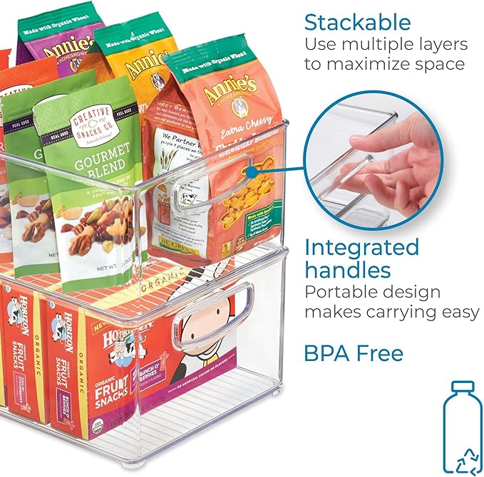 iDesign Recycled Plastic Extra-Large Bin with Easy to Grip Integrated Handles for Kitchen, Fridge, Freezer, Pantry and Cabinet Organization, The Linus Collection, 10” x 8” x 5