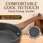 Bakken-Swiss 14-Piece Kitchen Cookware Set – Granite Non-Stick – Eco-Friendly – for All Stoves & Oven-Safe - Marble coatin